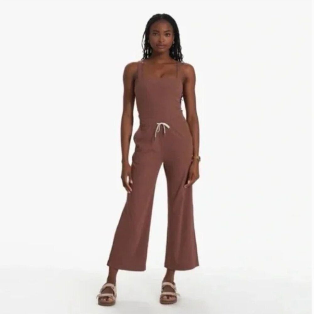 Vuori Mudra Pose Jumpsuit Chestnut Rib Knit Wide Leg XS